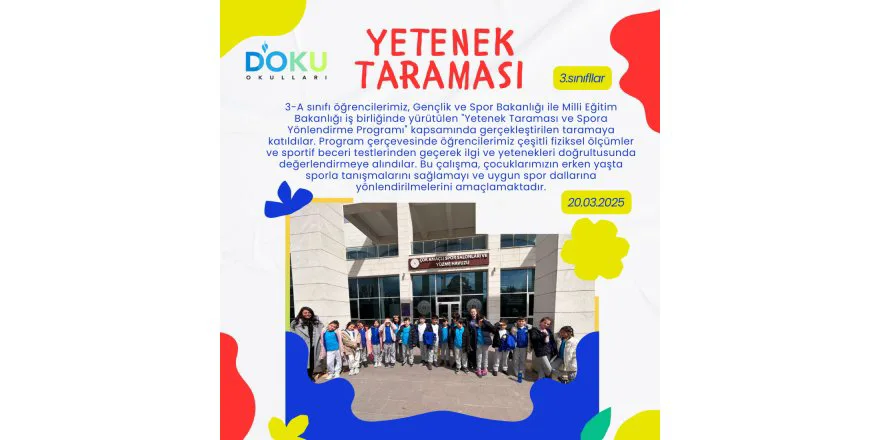 3. Sınıf Öğrencilerimiz "Yetenek Taraması ve Spora Yönlendirme Programına" katıldılar.