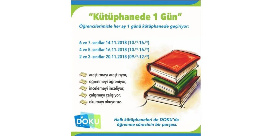 Kütüphanede 1 Gün Etkinligi Gerçeklestirildi