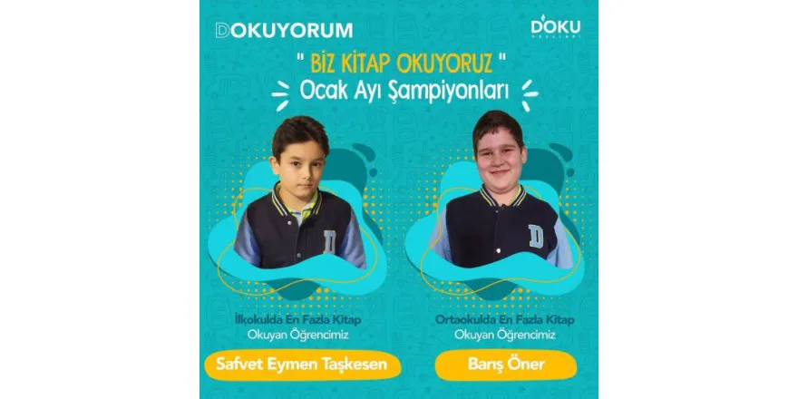 Ocak ayinda EN ÇOK KITAP OKUYAN ÖGRENCILERIMIZ
