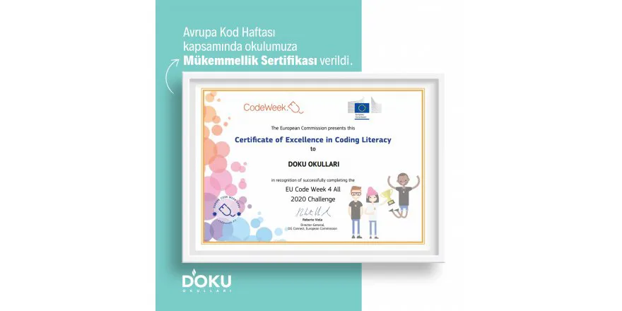 Okulumuza AVRUPA KOMİSYONU tarafından MÜKEMMELLİK SERTİFİKASI verilmiştir.