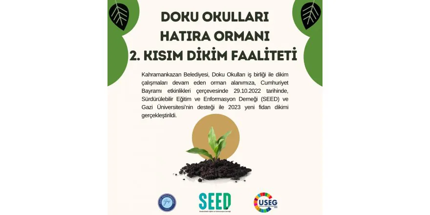 Doku Okulları Hatıra Ormanı 2. Etap Ağaç Dikimi faaliyetimizi gerçekleştirdik.